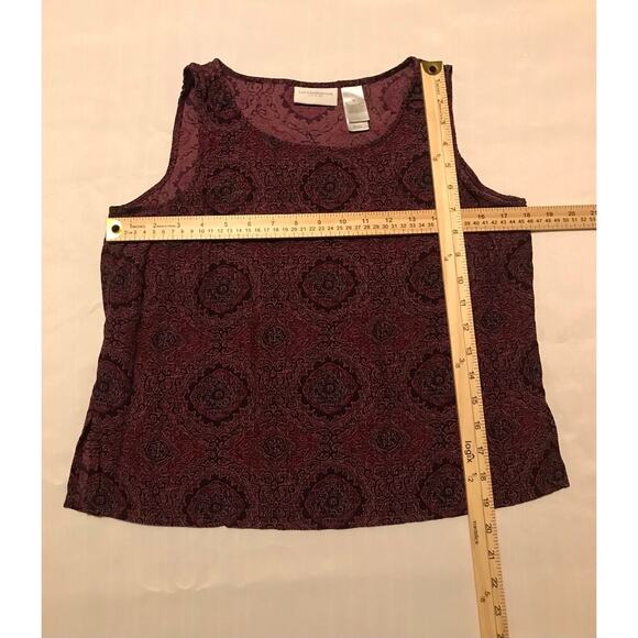 Liz Claiborne maroon ladies medium tank office boho dark feminine quirky preppy - Picture 3 of 7